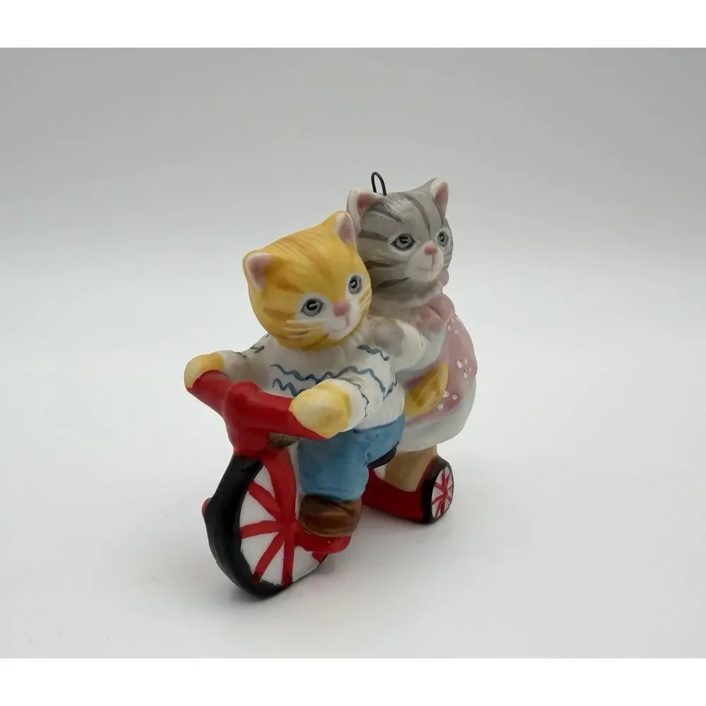 Schmid 1988 KITTY CUCUMBER Cat Ornament Figurine 2.5” JP Buster RIDING TRICYCLE